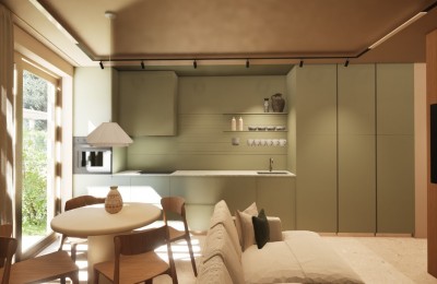 Exklusiv bei unserer Agentur! Wohnung mit zwei Schlafzimmern und Garten, 3 km vom Zentrum von Porec entfernt - in Aufbau